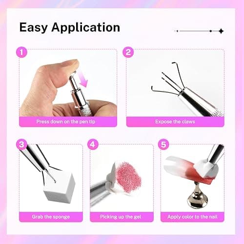 JODSONE 100PCS Soft Nail Sponges Tool with 1 Stainless Steel Grip Pen Professional Gradient Sponge Tool for Nail Art Gradient Designs Blush Nail Art thumbnail 7