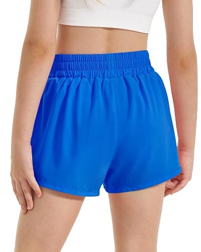Stelle Girl's Athletic Shorts with Liner Zipper Pockets Elastic Waist Running Shorts Sports Active Shorts for Teen Kids thumbnail 2