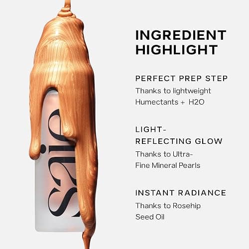 Saie Glowy Super Gel - Hydrating Makeup Primer and Illuminating Glow Serum Enriched with Vitamin C and Squalane Oil - All-Over Liquid Highlighter Makeup for Instant Glass Skin - Sunglow (1 oz) thumbnail 8
