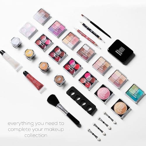 Dawn Till Dusk 80 Pieces Makeup Set with Travel Vanity Box by Envie, Includes Eyeshadow Palette, Lip Gloss, Lipsticks, Manicure Set, Makeup Brushes, Compact Mirror and Much More - (Rose Gold) thumbnail 3