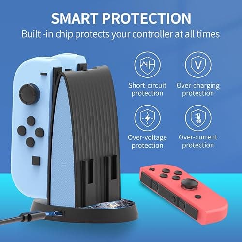 Controller Charging Dock for Nintendo Switch JoyCon, Joy Con Charger Station Compatible with OLED, 4 in 1 JoyCons Charging Switch Accessories with LED Indication and USB Type-C Cord thumbnail 6