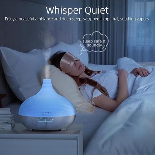 ASAKUKI 300ml Oil Diffuser with 14 LED Lights, Timers, Auto Shut-Off White | Large Capacity Essential Oil Diffuser, Ultrasonic Aromatherapy Ultrasonic Cool Mist Diffuser for Home Bedroom Office Yogaroom thumbnail 4