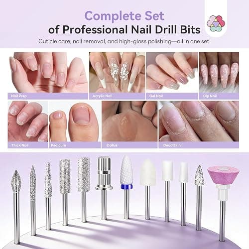 SAVILAND 2026 Nail Drill Professional: 40000RPM Electric Nail Drill 30S Fast Removal for Acrylic Nails Low Noise Electric Nail File Long-Lasting Manicure Pedicure Mobile Tech & Salon (Gradient Purple) thumbnail 6