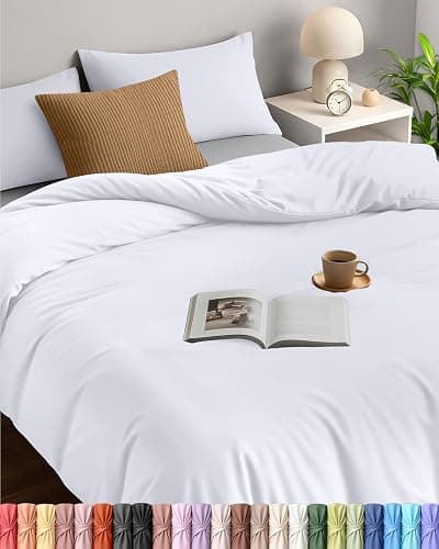 Utopia Bedding Duvet Quilt Cover Set with Pillow cases, Double - Soft Microfibre Polyester (White) - Image 1