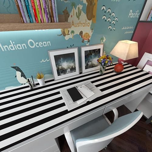 Cohoo Home Black and White Wallpaper Peel and Stick Striped Contact Paper for Cabinets Black and White Contact Paper Modern Self-Adhesive Removable Wallpaper Bedroom Bathroom Waterproof 197inL 18inW thumbnail 5
