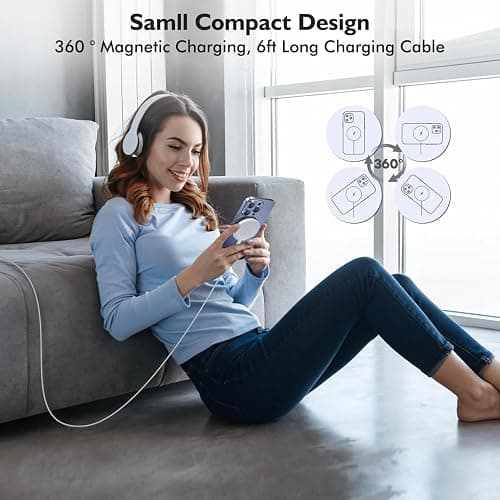 Magnetic Charger for iPhone 17,Mag-Safe Fast Wireless Charging 2Pack 15W 6Foot Magnetic Apple Charger Pad with 2Pack USB C PD Fast Charging Block for iPhone 17/17 Pro/16 ProMax/Plus/15,AirPods 3/Pro 2 thumbnail 7