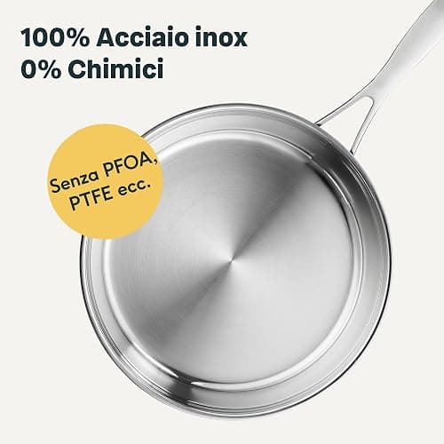 SILBERTHAL Padella acciaio inox 28 cm - Induzione gas e forno 400ºC - Senza rivestimento 18/10 - Triplo fondo thumbnail 5