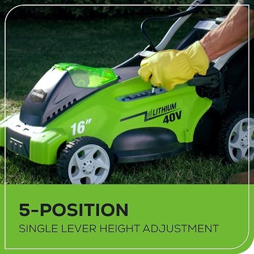 Greenworks 40V 16" (Push) Cordless Lawn Mower, 4.0Ah Battery (1/3 Acre, Push Button Start, Compatible with 75+ Tools) thumbnail 6