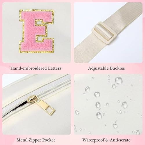YOOLIFE 4 5 6 7 8 9 10 11 12 Year Old Girls Birthday Gifts, Initial Fanny Pack Crossbody Bag Purse for Teen Girl Belt Bag, Beige A thumbnail 5