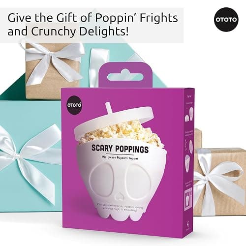 OTOTO New Scary Poppings Microwave Popcorn Popper - Gothic Popcorn Microwave Popper, Silicone Microwave Popcorn, Collapsible Bowl Popcorn Bowls, Halloween Goth Accessories Goth Gifts (White) thumbnail 7