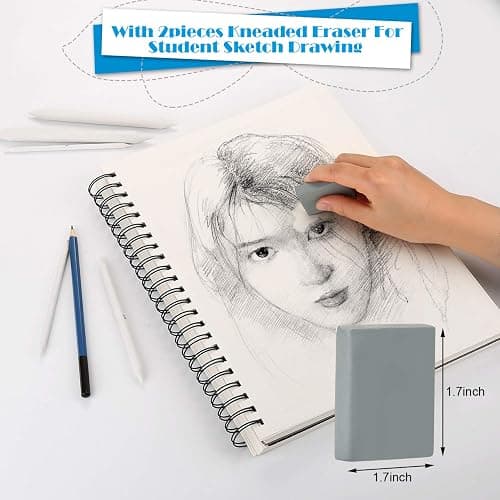 AGPTEK 22 PCS Sketch Drawing Tools, 16 Blending Stumps Set with 2 Sandpaper Pencil Sharpeners, 1 Pencil Extension Tool, 2 Erasers & 1 Felt Bag for Student Sketch Drawing Accessories thumbnail 4