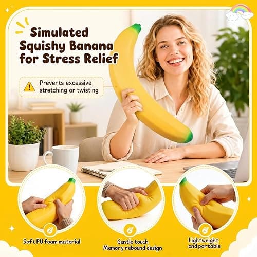 18In Giant Banana Squishy, 2026 New Jumbo Bannana Squishy Squeeze Toy, Slow Rising Soft Squishys Bananas Toys for Stress Relief thumbnail 4