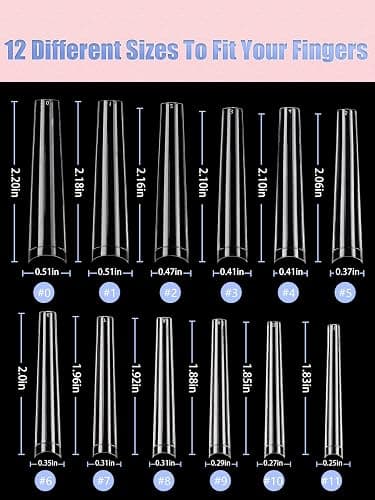 Quaferen 504Pcs Clear Coffin Nail Tips for Acrylic Nails Professional, XXXL Extra Long No C Curve Coffin Straight Acrylic Nail Tips, Half Cover No Crease Nail Extension False Nails for DIY Nail Art thumbnail 7