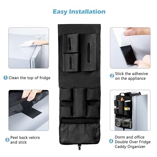 FRECOLSH Mini Fridge Organizer 65" x 12.5" - Over The Fridge Storage With 16 Pockets - Organization and Storage for Pantry Goods, Utensils & More Office or Dorm Essentials thumbnail 6