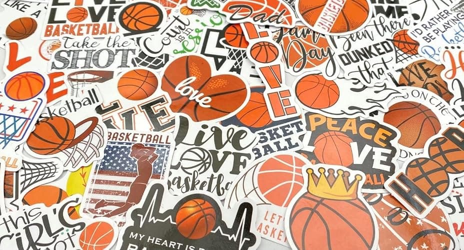 AOWDIAO Basketball Stickers for Water Bottle Cute Basketball Gifts 50 Pieces Sports Stickers for Kids Teens Adults thumbnail 4