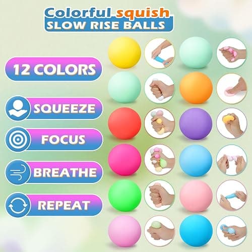 72Pcs Stress Balls Set for Adults and Kids - Squishy Ball Sensory Fidget Toys for Anxiety Relief - Squeeze Ball Party Favors Bulk Pack - Classroom Prize - Birthday Halloween thumbnail 2