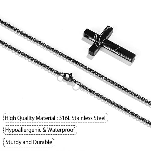 Gnamy Basketball Cross Necklace Gifts for Boys Men, Cross with Bible Verse Stainless Steel Pendant Chain Easter Christian Religious Jewelry Gifts for Him Kids Teenage Teens thumbnail 5