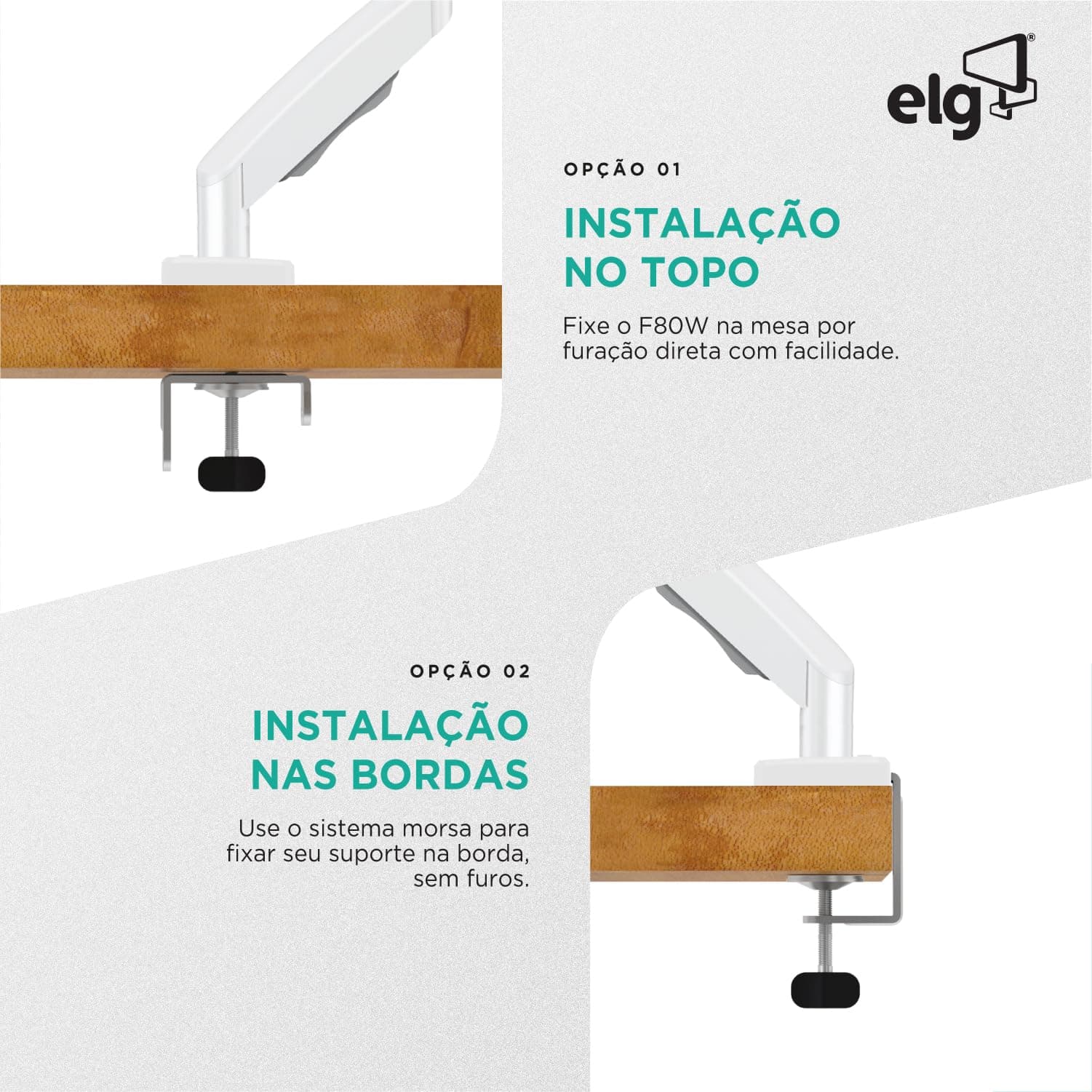 Suporte Articulado de Mesa com Pistão a Gás para Monitores de 17' a 35' Branco - F80W ELG thumbnail 4