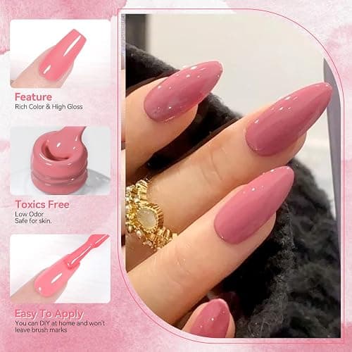 Born Pretty Nude Pink Gel Nail Polish Netural Gel Polish Spring Summer Valentine's Day Nail Art Manicure Collection 6PCS thumbnail 6