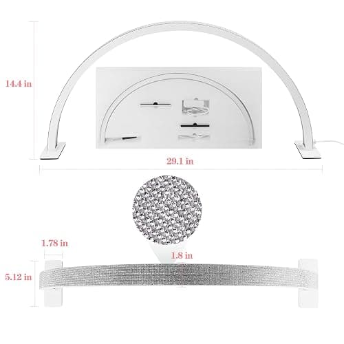 XXCFG 29in Half Moon Light for Nail Desk, 2700K-5600K, Tattoo Lighting Lamp, Nail Desk Lamp, Eyelash Light, Salon&Home, White(Crystal Diamond) thumbnail 5