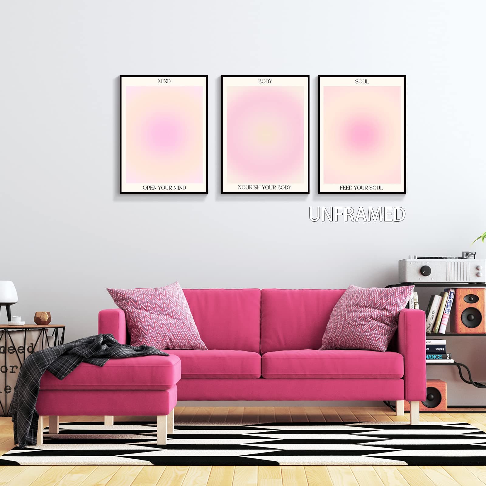 Adyggefy 3 Piece Pink Gradient Aura Spiritual Canvas Wall Art Trippy Positive Affirmations Room Aesthetic Posters Minimalist Open Mind Body Soul Energy Quotes Prints Paintings 12x16in Unframed - 3P 12 x 16 in Unframed - Pink 3 thumbnail 8