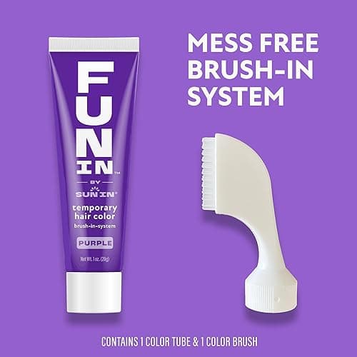 Fun In by Sun In Temporary Hair Color with Easy Brush Applicator for Kids, Teens & Adults - Washable One day color for Festivals, Events & Parties - All Hair Types - Purple thumbnail 3