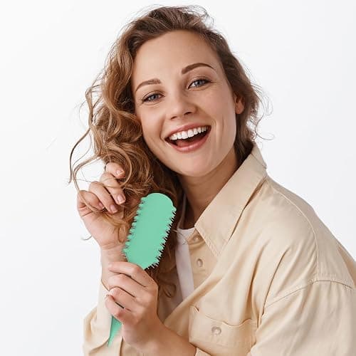 AM8:00 Curl Defining Brush,9Rows Premium Styling Hairbrush for Curly Hair, Enhances Curls Definition & Separation, (Green) thumbnail 5