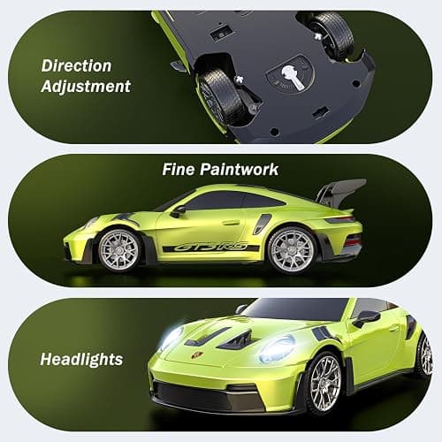 AEROQUEST Remote Control Car Porsche 911 GT3 RS, Officially Licensed 1:16 Scale 2.4GHz RC Sports Car with LED Headlights, 12KM/H Toy Vehicle, Gift for Boys & Girls 3-12 thumbnail 4