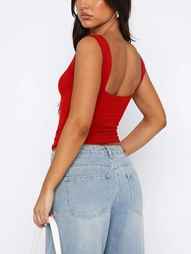 ForeFair Women Sleeveless Sexy Backless Going Out Crop Top Y2K Strappy Ruched Tank Top Summer Tight Slim Fit Cute Tops thumbnail 5