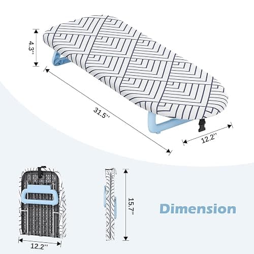 APEXCHASER Small Ironing Board Tabletop, Foldable mini Table top Iron Board | Flat folding for Travel, Heat Resistant Thick Cover, Portable & Lightweight, Easy Storage for College Dorms Apartment, 32x12 thumbnail 3