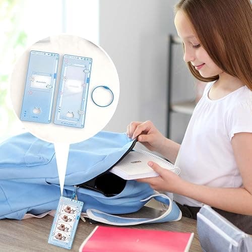 Photocard Holder Keychain - Clear Acrylic Photo Display with Protective Sleeves, Creative Kpop & Kawaii Decoration for Collectibles and Travel Memories (Blue) thumbnail 7