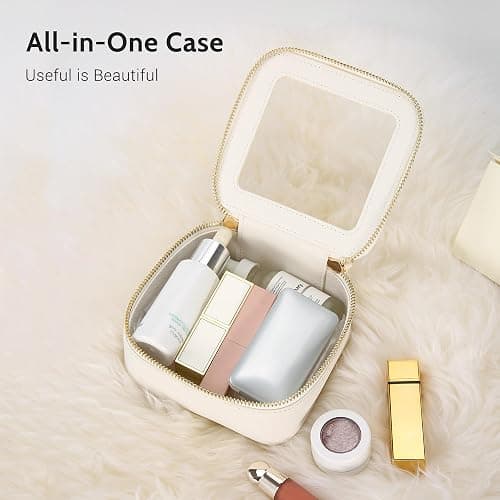 Aveniee Clear Makeup Bag Small, Mini Travel Toiletry Bag Cosmetic Bags Organizer, TSA Approved Clear Makeup Case Pouch with Zipper, Car Essentials for Women Men,White thumbnail 2