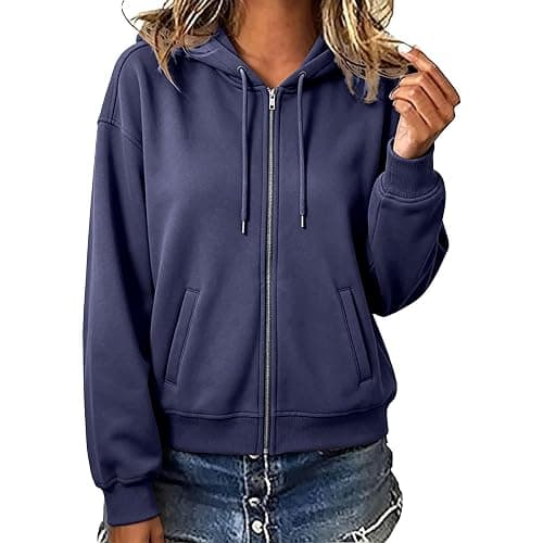 Mkdisnta Zip Up Hoodie Women 2026 Oversized Sweatshirts Jackets | Long Raglan Sleeves, Easy to Layer, Relaxed Casual Fit, Spring Fall Layering Jacket with Pockets, thumbnail 5