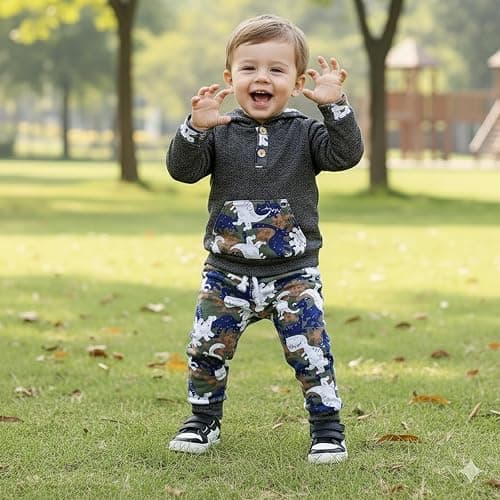 Toddler Baby Boy Clothes Fall Winter Outfits Long Sleeve Camouflage Dinosaur Hoodie Sweatshirt Tops Pants Set thumbnail 2