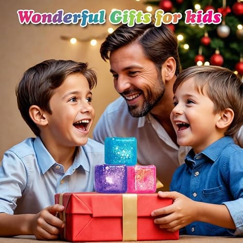 3Pack Slow Rise Glitter Squishy Cube Square Ice Cube Malt Sugar Stress Balls for Adults&Kids, Nice Stress Cube, Sensory Fidget Toys for Mellow and Chill, Classroom Treasure Box(Purple/Pink/Blue) thumbnail 2