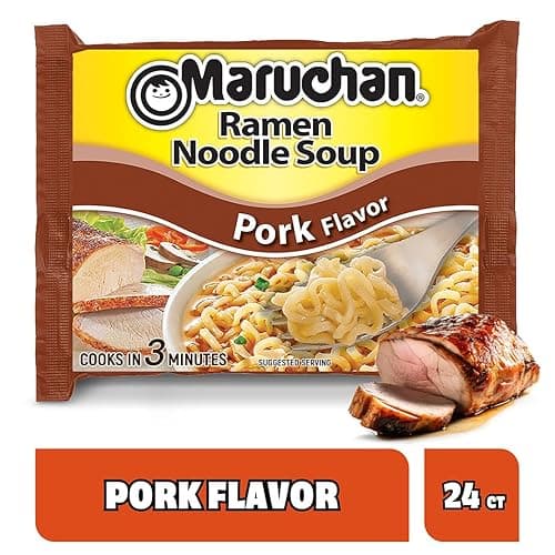Maruchan Ramen Pork, Instant Ramen Noodles, Ready to Eat Meals, 24 Count thumbnail 4