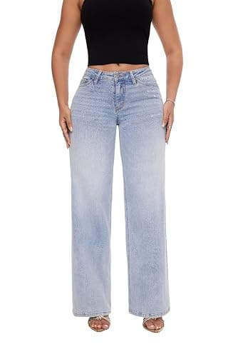 ONESO Baggy Jeans, Mid-Low Rise, Wide Leg Distressed Pants thumbnail 5