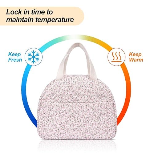 Lunch Box for Women,Cute Lunch Tote Bag,Reusable Insulated Lunch Box,Large Capacity Cooler Bag with Compartments for Work, Picnics or Travelling thumbnail 3