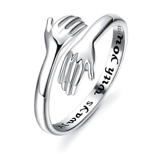 YADOCA 925 Sterling Silver Hug Ring for Women Girls Daughter Granddaughter | Adjustable Hope Love Heaven Promise Friendship Rings Birthday Gifts for Mom Wife Sister Things Teen Girl Gifts Trendy Stuff - Image 1