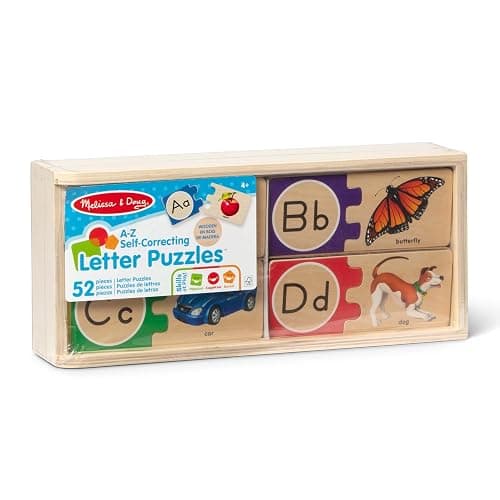 Melissa & Doug Self-Correcting Alphabet Puzzle (52 pcs) with Toy Storage Box, Wooden ABC Puzzles for Toddlers & Preschoolers, Montessori Learning Toys for Girls & Boys 4+ thumbnail 9