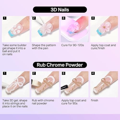 MIZHSE White 3D Gel Nail Art 30g Sculpting Gel Non-Sticky Molding Gels for Nails Solid U V LED Soak Off Gels Polish with Nail Art Pen Rub Chrome Powder Nail Design Home Manicure thumbnail 8