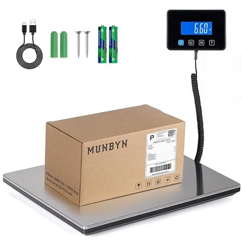 MUNBYN Shipping Scale, 440lb/1.8oz Digital Postal Scale for Packages with Hold/Tare Function, Backlit LCD, Battery & Cable Included, Postage Scale for Small Business, Packages, Luggage, and Home Use - Image 1