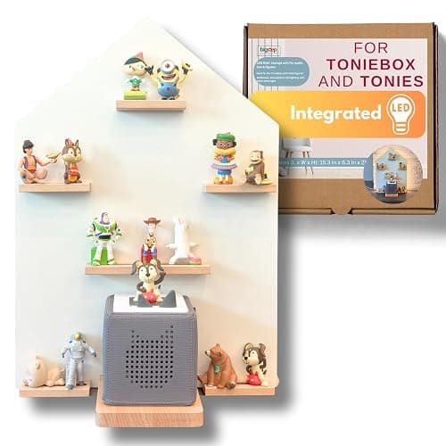 BigStep Large LED Magnetic Shelf for Tonies - Compatible with Toniebox and Tonies Characters - Metal Strips on Top and Bottom - Hang on Wall or Use Free Standing - Comparable to Tonies Shelf - Image 1