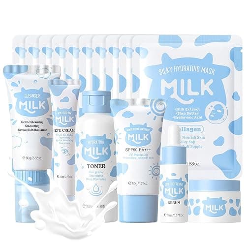INSEEK Milk Skin Care Set for Kids & Teens, Gentle & Natural Formula Skin Care Routine Kit, Daily Moisturizing, Improve Dull Skin, For Soft, Supple-Looking Skin, Skincare Gift Set for Women Girl - Image 1