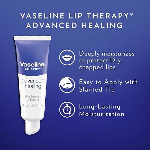 Vaseline Lip Therapy Advanced Healing 3-Pack – White Petroleum Moisturizing Lip Balm for Extremely Dry Lips, 0.35 Oz Ea thumbnail 4