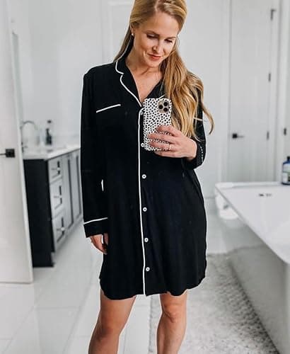 Hagmeu Nightgowns for Women Button Down Sleep Shirts Short Sleeve Nightshirt Boyfriend Nightdress V Neck Pajama Dress S-XXL thumbnail 6