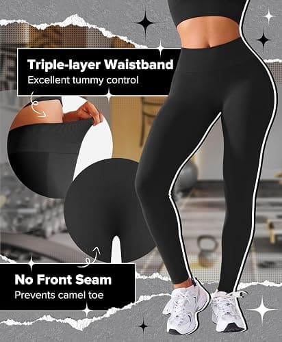 BRXL Butt Lifting No Front Seam Workout Leggings for Women Tummy Control High Waist Seamless Gym Yoga Running Leggings thumbnail 4