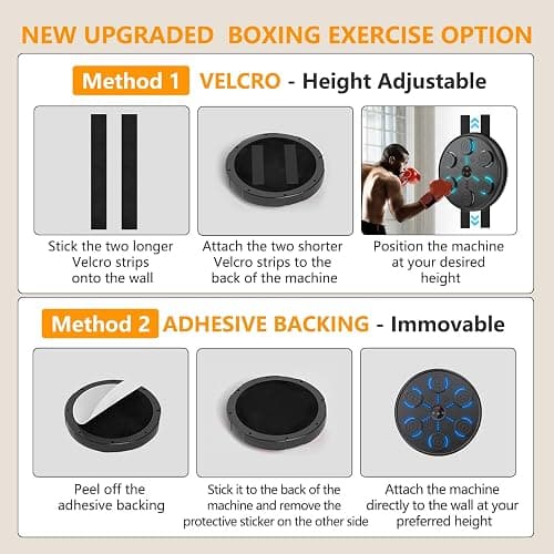 jiaao Music Boxing Machine Smart Bluetooth, Wall-Mounted Punching Target with 9 Modes & Speeds for Home Fitness, Boxing Workouts, Music Lovers, Includes Gloves and Headband thumbnail 3