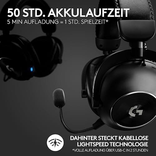 Logitech G PRO X 2 LIGHTSPEED Wireless Gaming Headset, abnehmbares Boom-Mic, 50-mm-Graphen-Treiber, DTS:X-Kopfhörer 2.0–7.1 Surround, Bluetooth/USB/3,5 mm Aux, PC, PS5, PS4, Nintendo Switch - Schwarz thumbnail 3