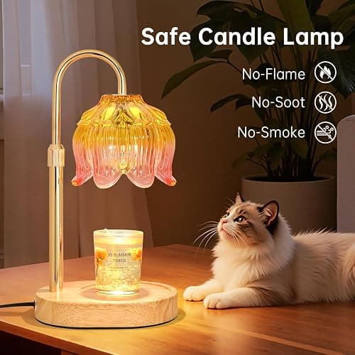 Flower Candle Warmer lamp with Timer Dimmer,Adjustable Height Candle Warmer,Fits All Jar Scented Candles,Christmas Gifts for Mom Women,Candle Lamp for Bedroom Home Decor,Light Pink thumbnail 5